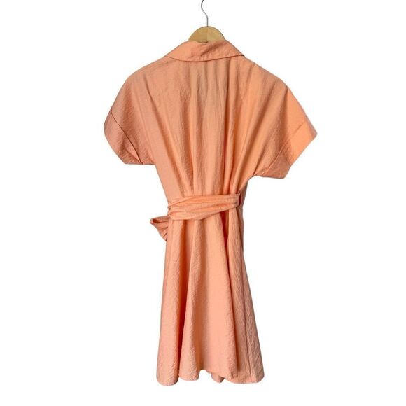 Claudie Pierlot Paris Short Sleeve Coral Tie-Waist Wrap Mini Dress Size EU 36/US - Picture 6 of 12